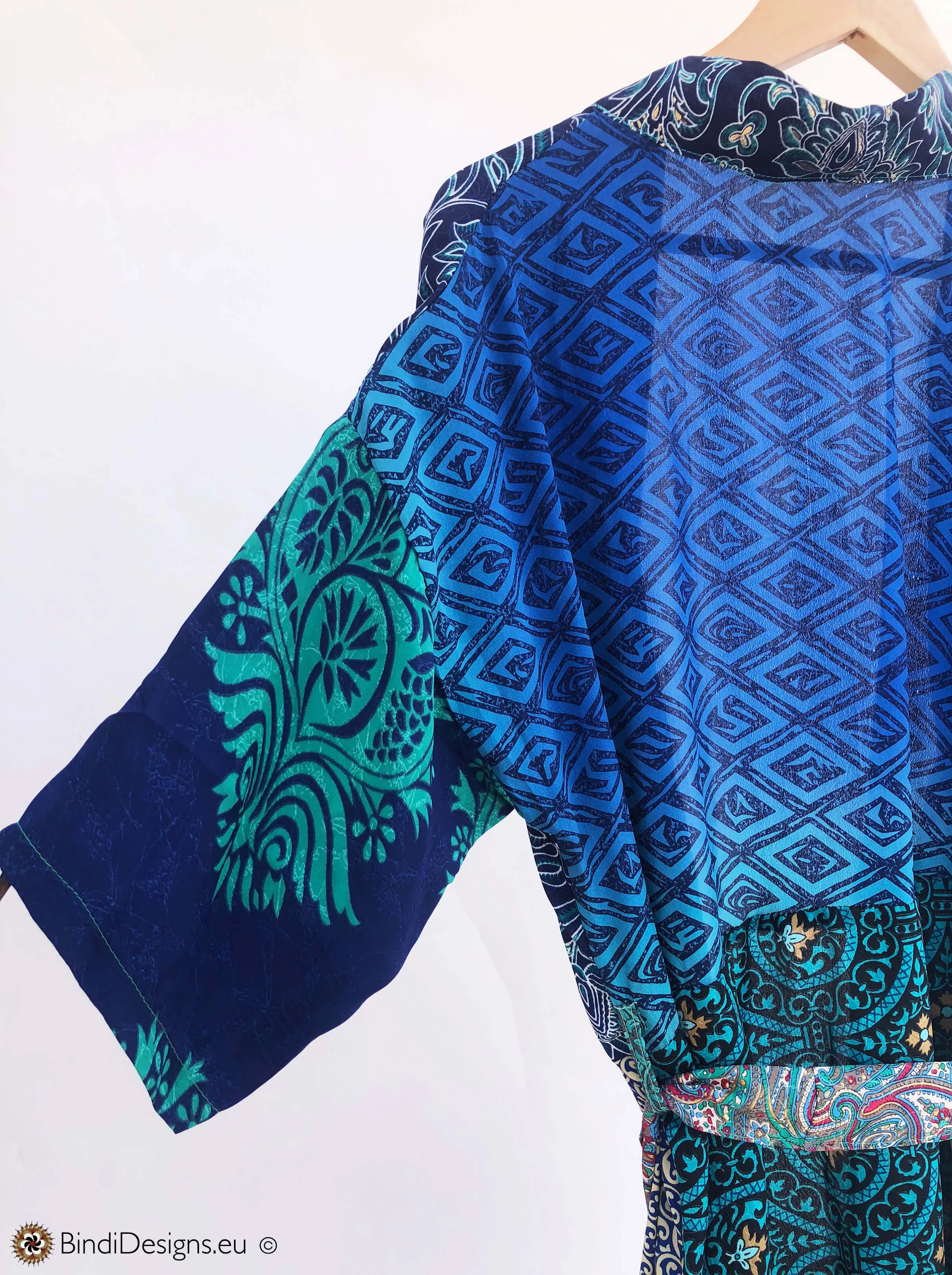 Sari Silk Kimono Robe Blue Tones