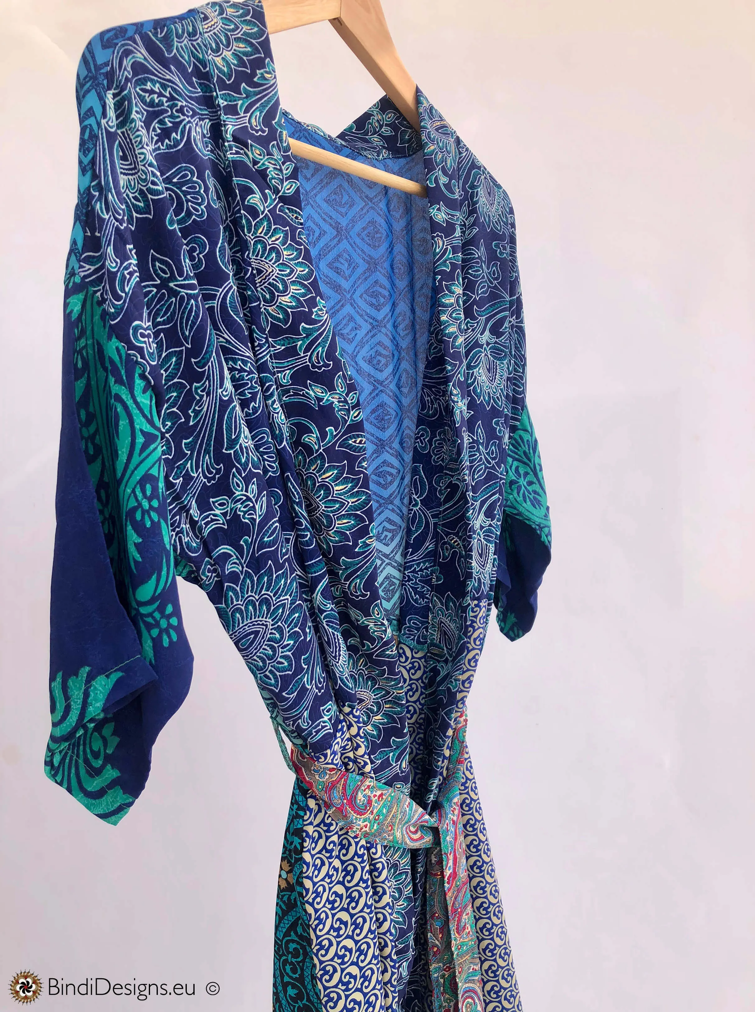 Sari Silk Kimono Robe Blue Tones