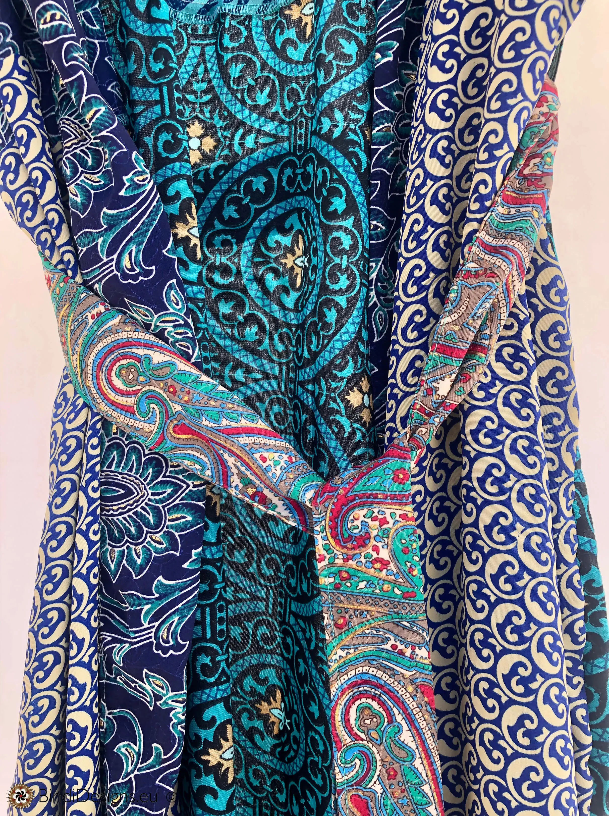 Sari Silk Kimono Robe Blue Tones