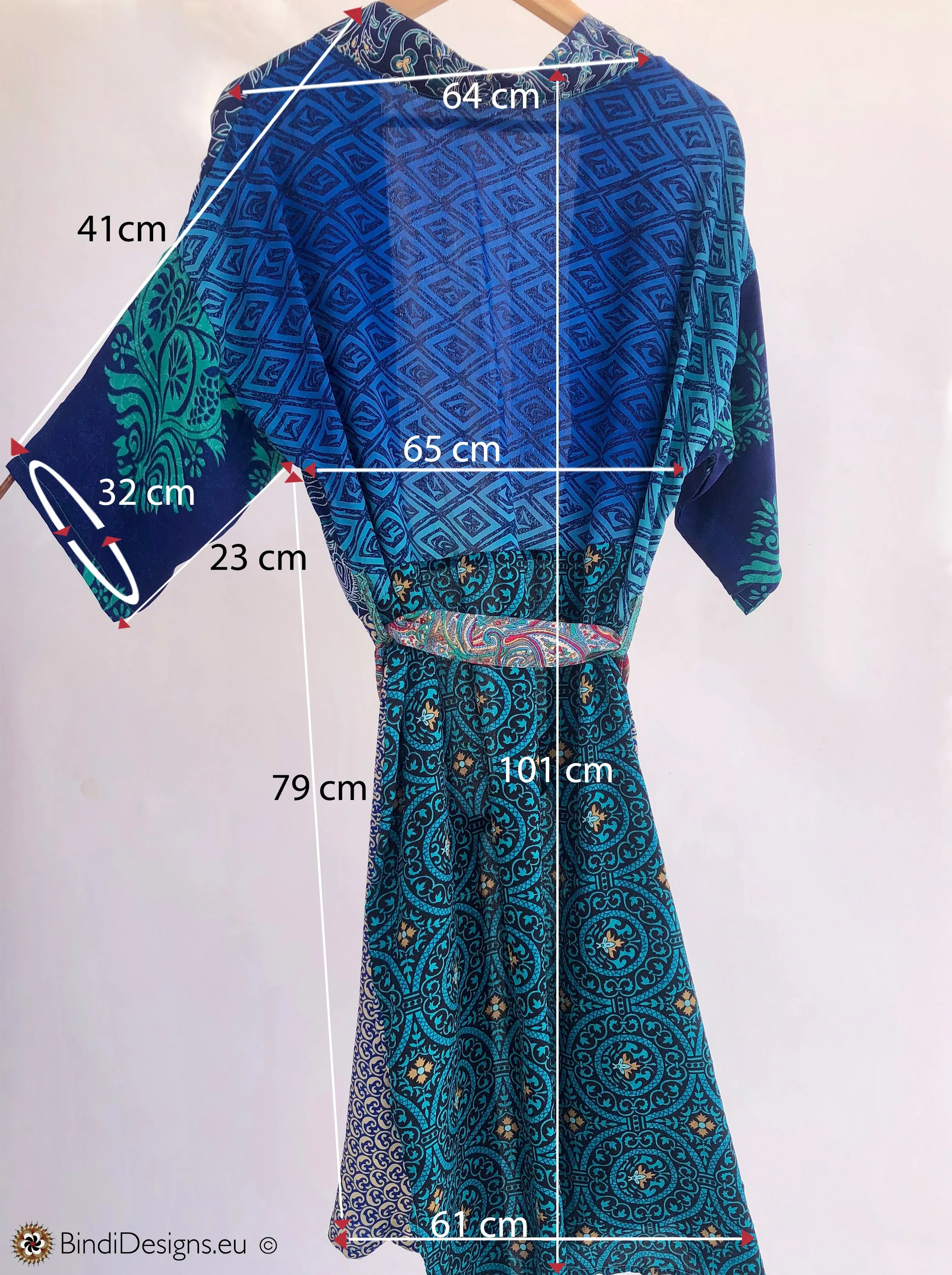 Sari Silk Kimono Robe Blue Tones