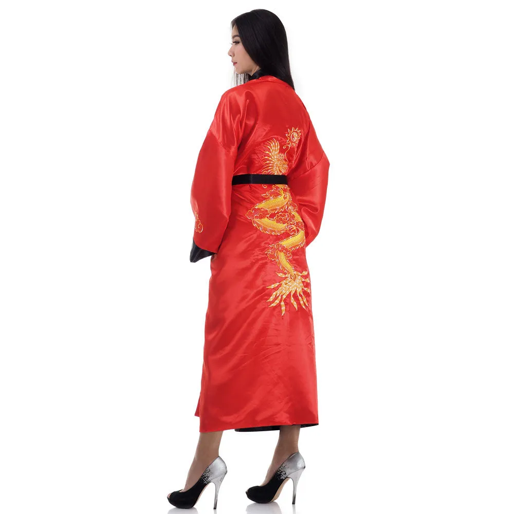 Scarlet Dragon Women’s Reversible Kimono Robe