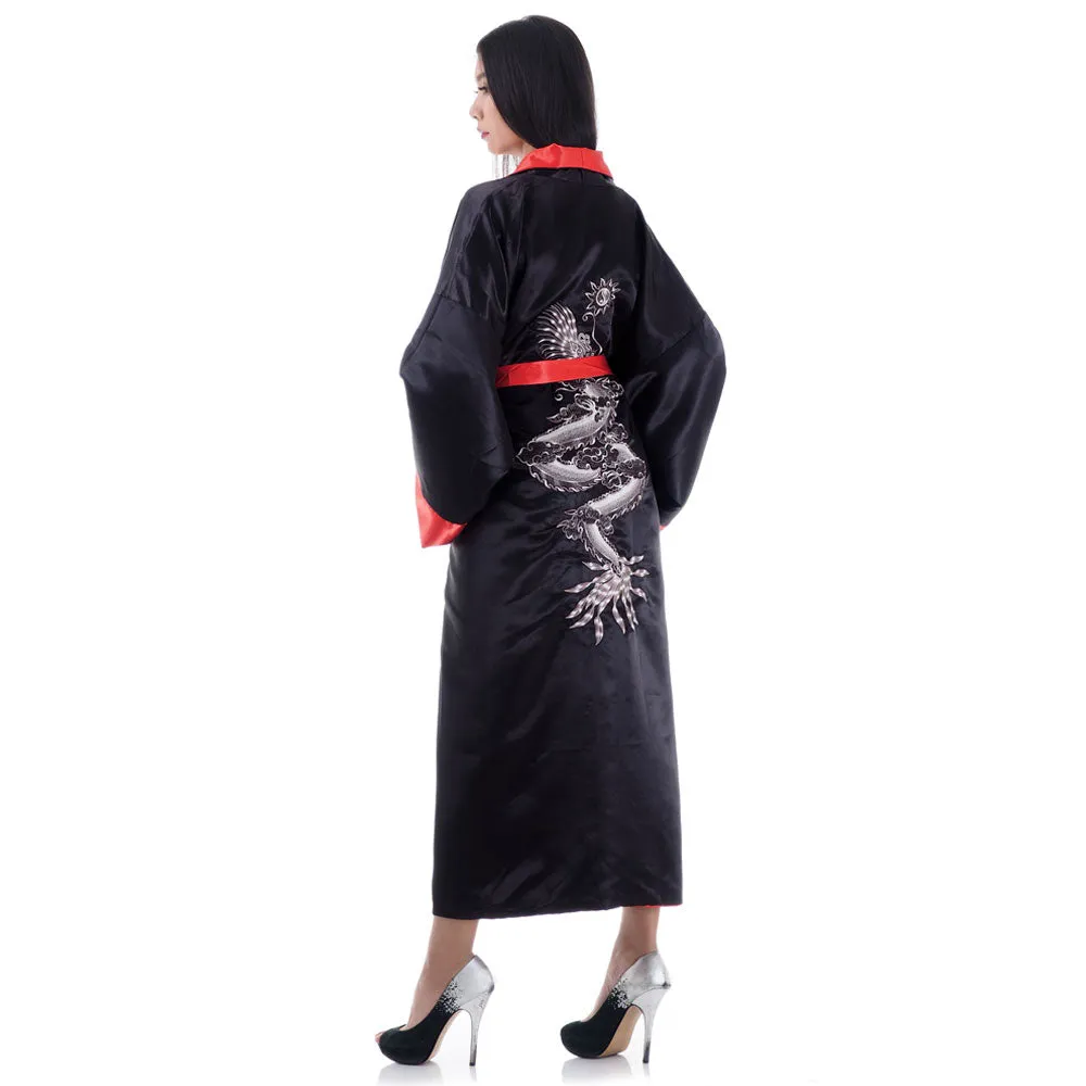 Scarlet Dragon Women’s Reversible Kimono Robe