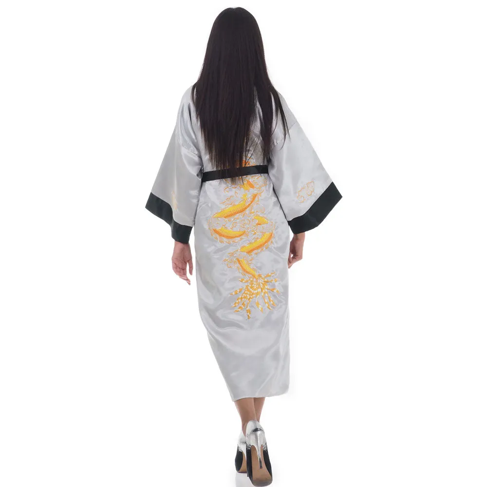 Silver Fang Reversible Kimono Robe for Women