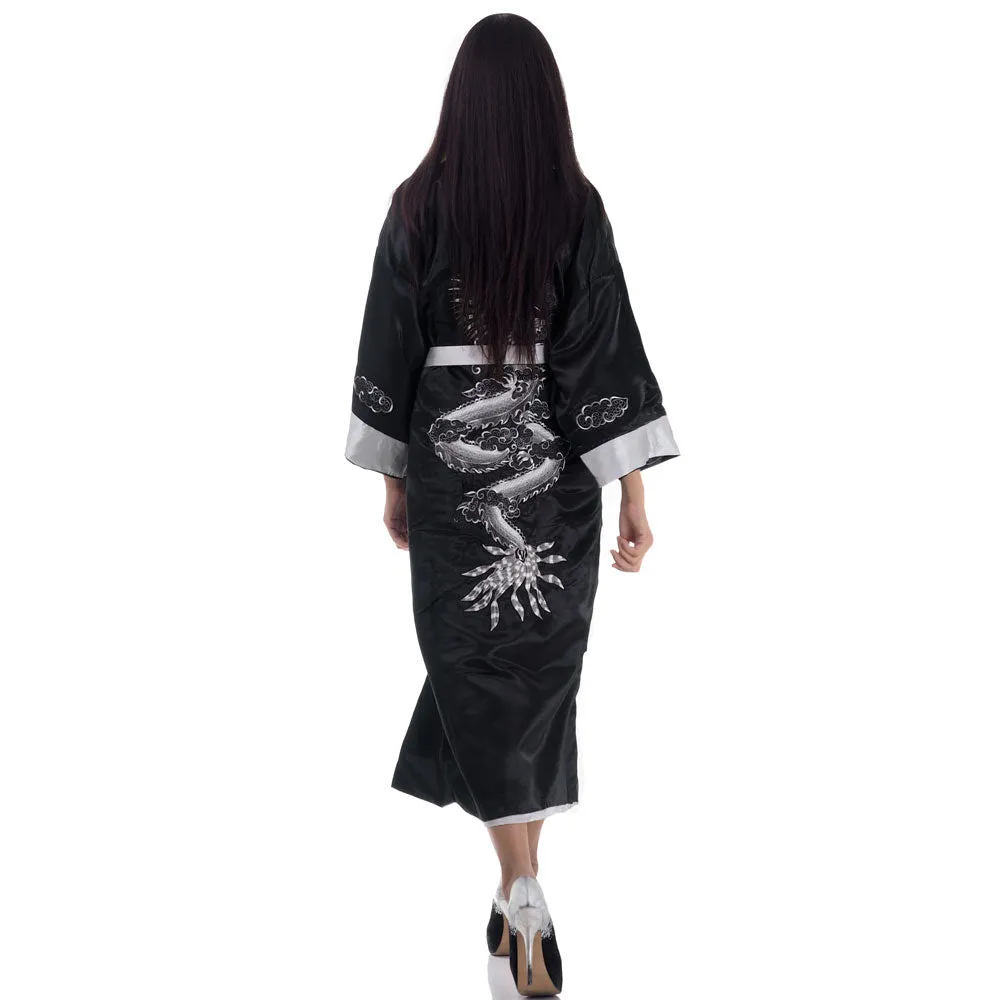 Silver Fang Reversible Kimono Robe for Women