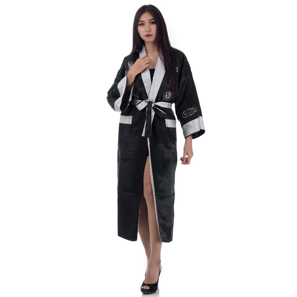 Silver Fang Reversible Kimono Robe for Women