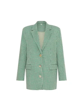 Single-breasted Check Blazer in Cactus Green