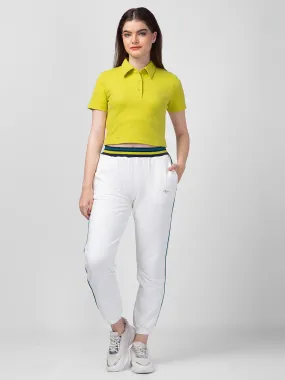 Spykar Women Off-White Cotton Regular Fit Joggers Trackpant