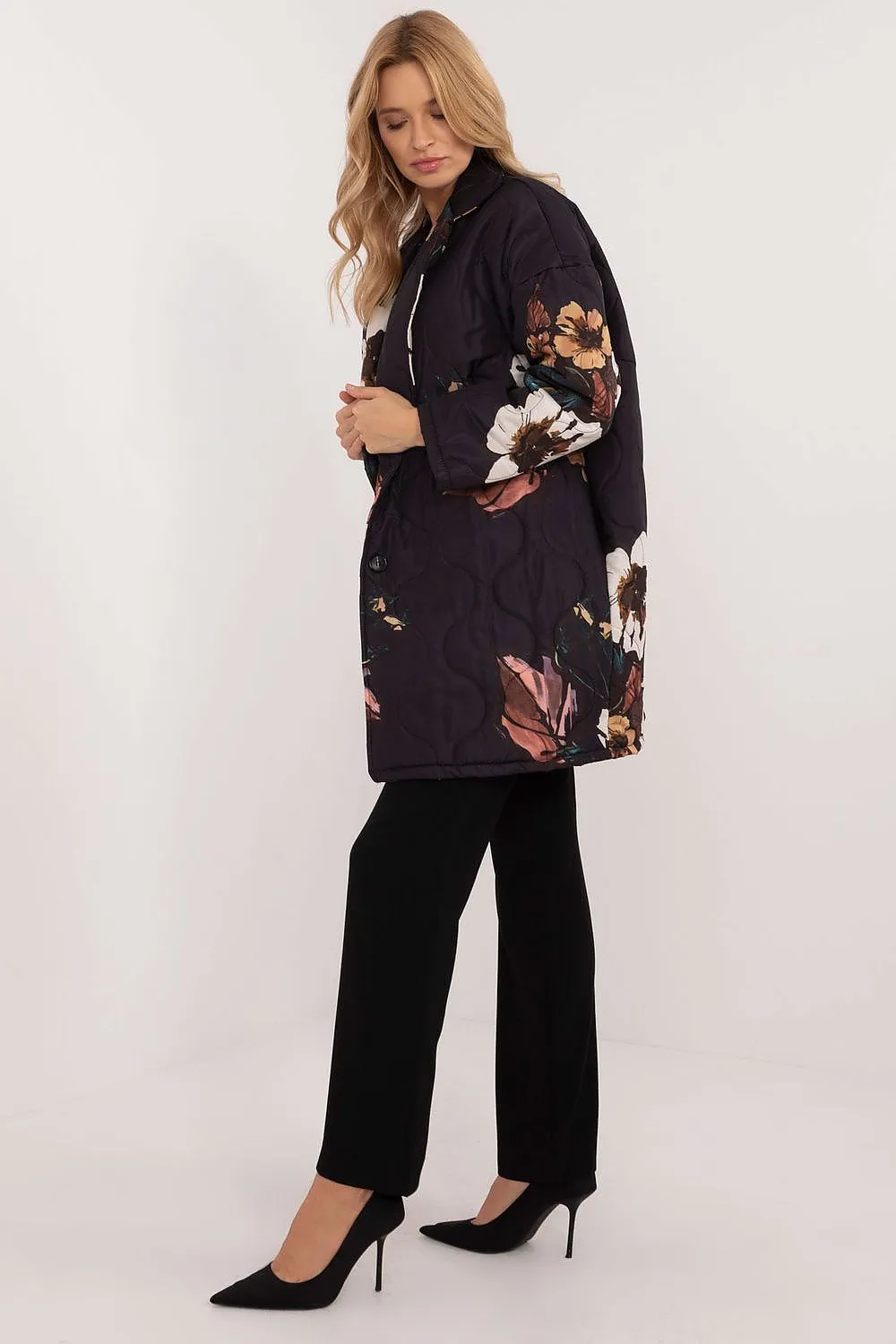 TEEK - Floral Buttoned Quilt Coat