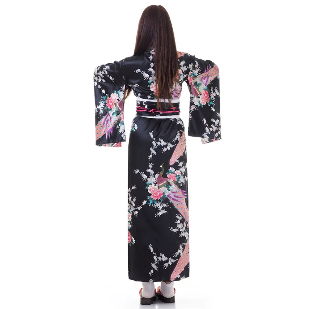 Traditional Black Japanese Yukata Kimono Aiko