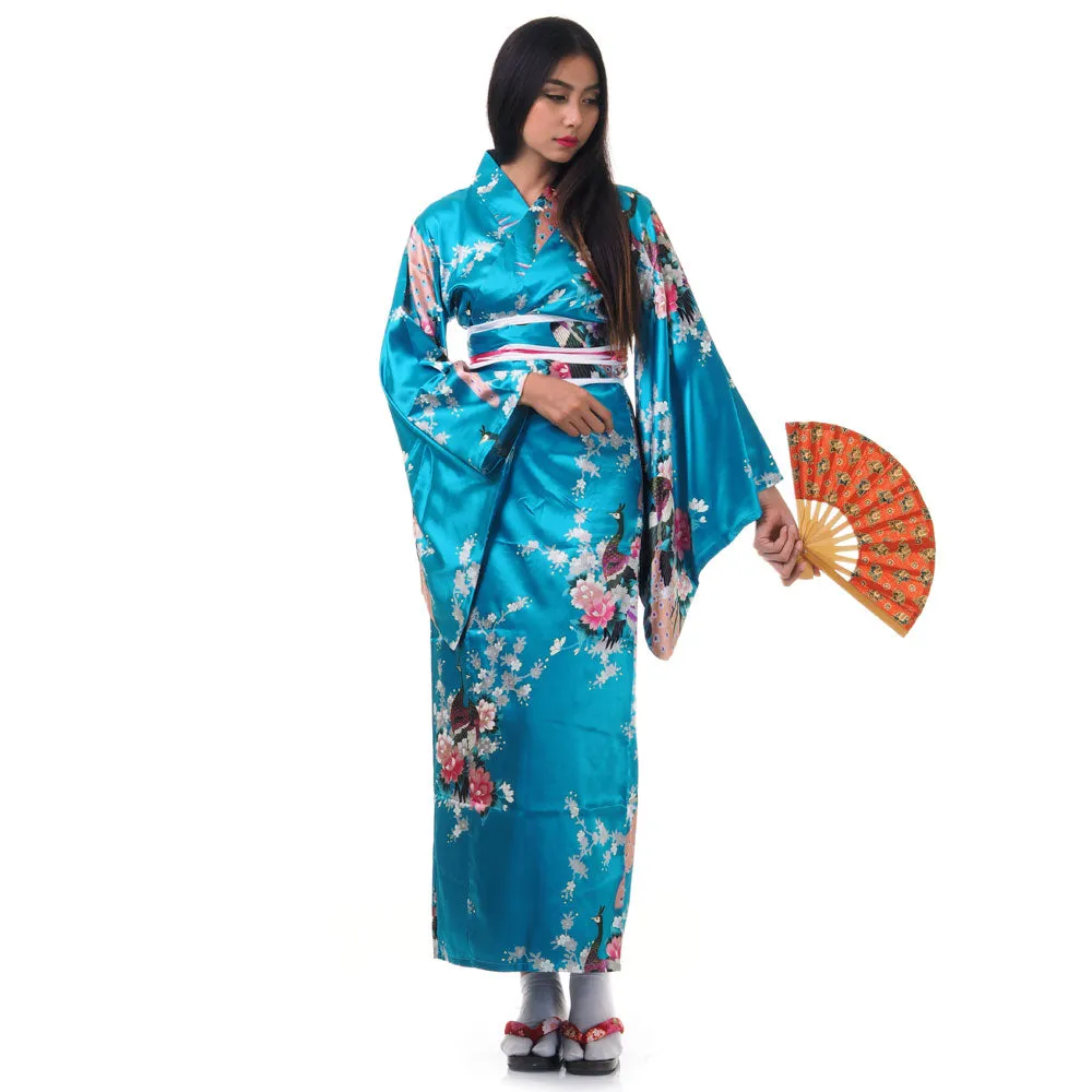 Turquoise Geisha Style Kimono Dress Ayumi