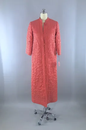 Vintage Coral Pink Quilted Robe