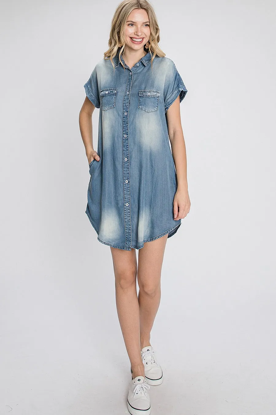 Vintage Denim Tencel Tunic / Mini Dress