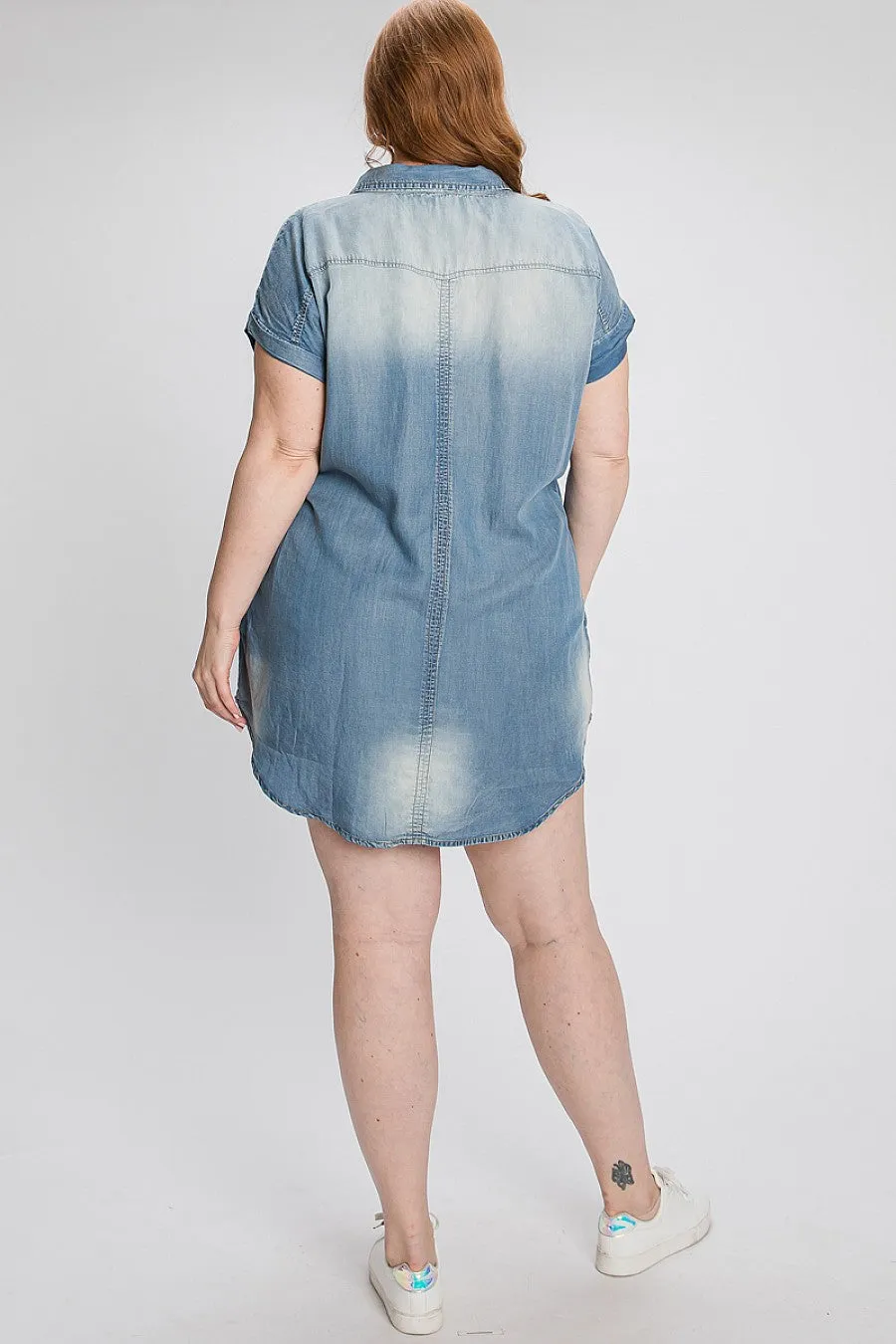 Vintage Denim Tencel Tunic / Mini Dress