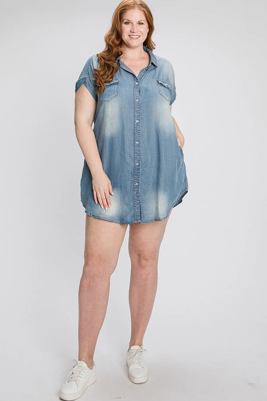 Vintage Denim Tencel Tunic / Mini Dress