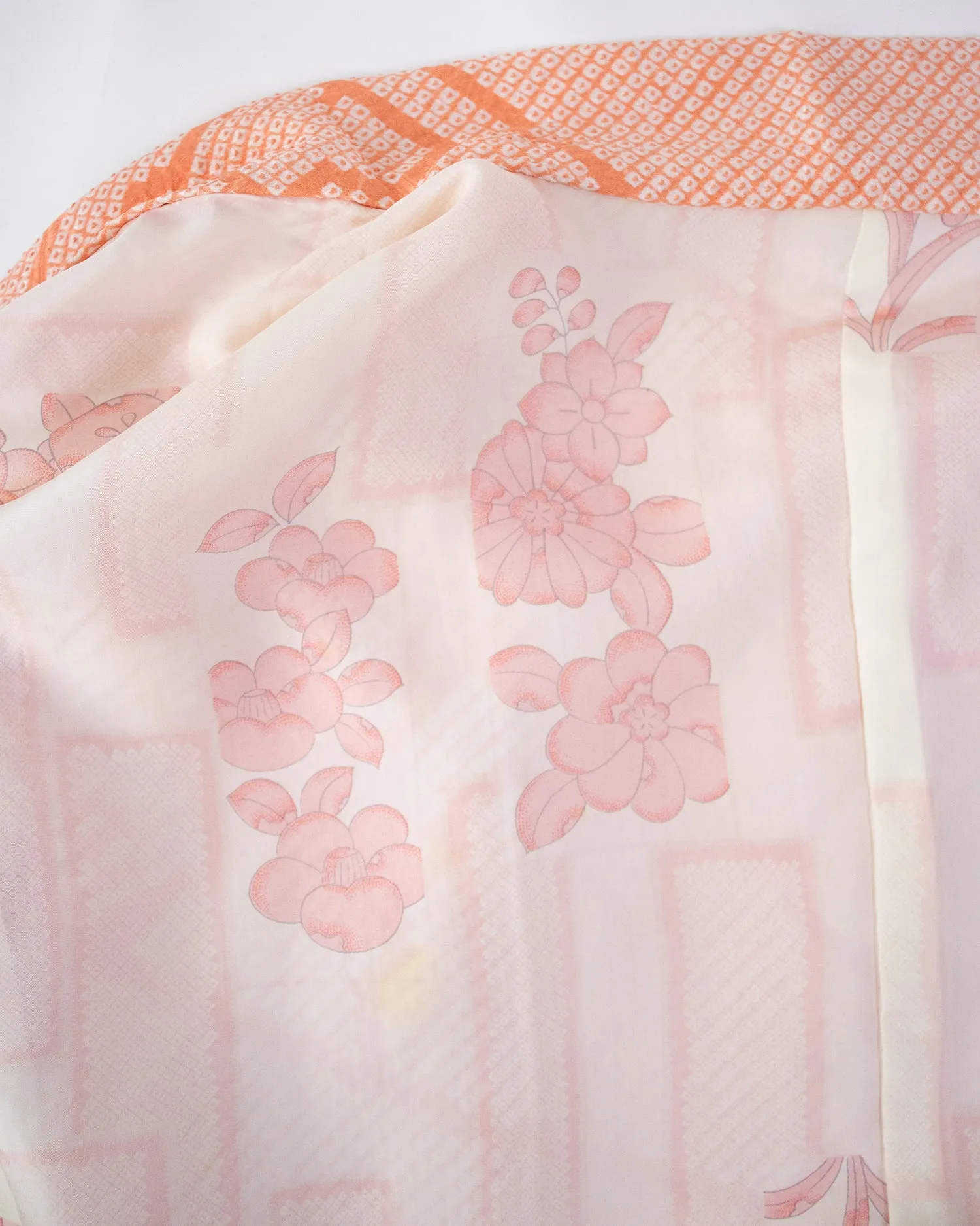 Vintage Haori Jacket, Full Shibori, Peach Tree Landscape