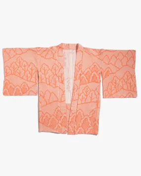 Vintage Haori Jacket, Full Shibori, Peach Tree Landscape