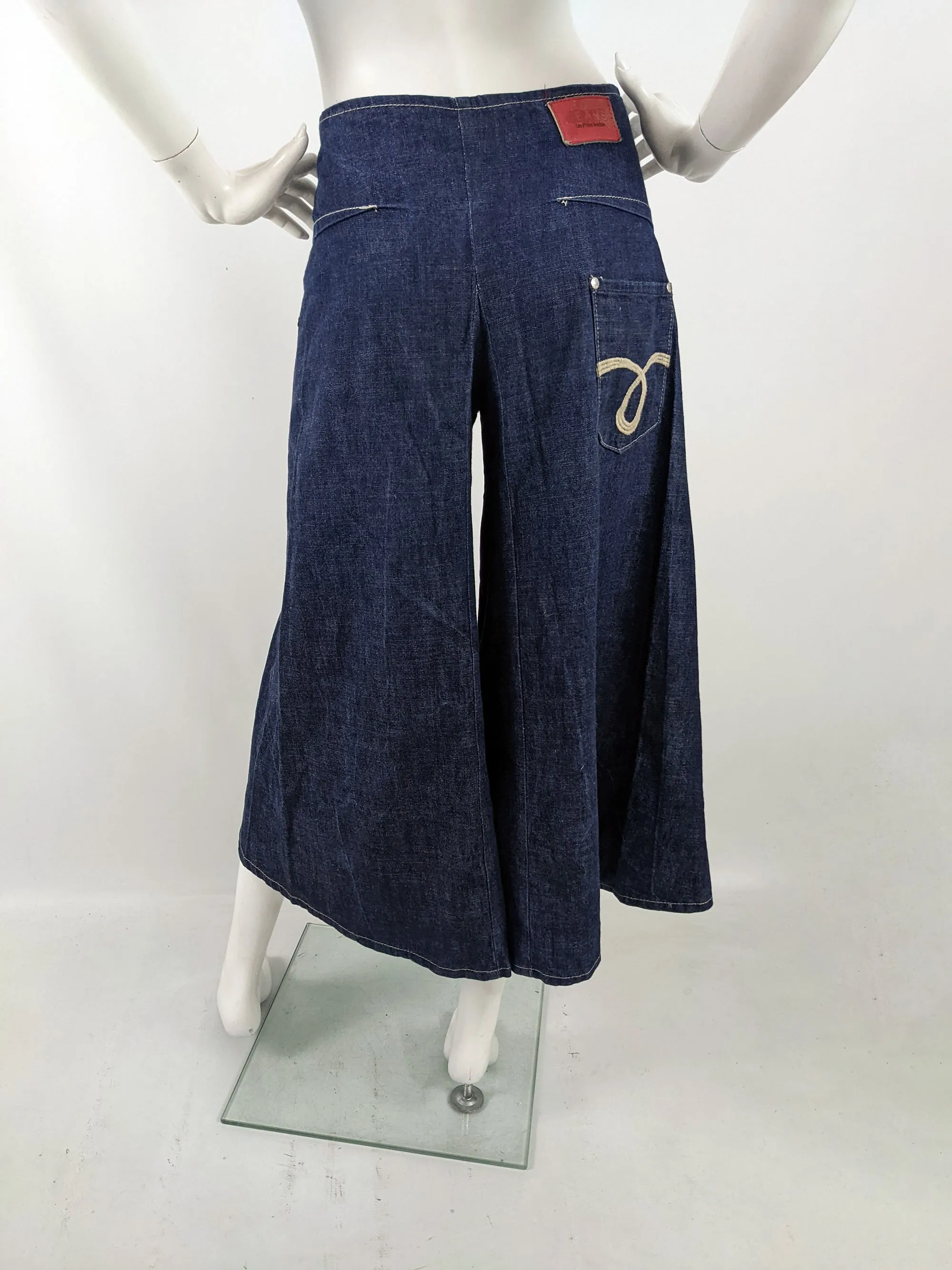 Vintage Womens Denim Culotte Wide Leg Shorts, 1990s