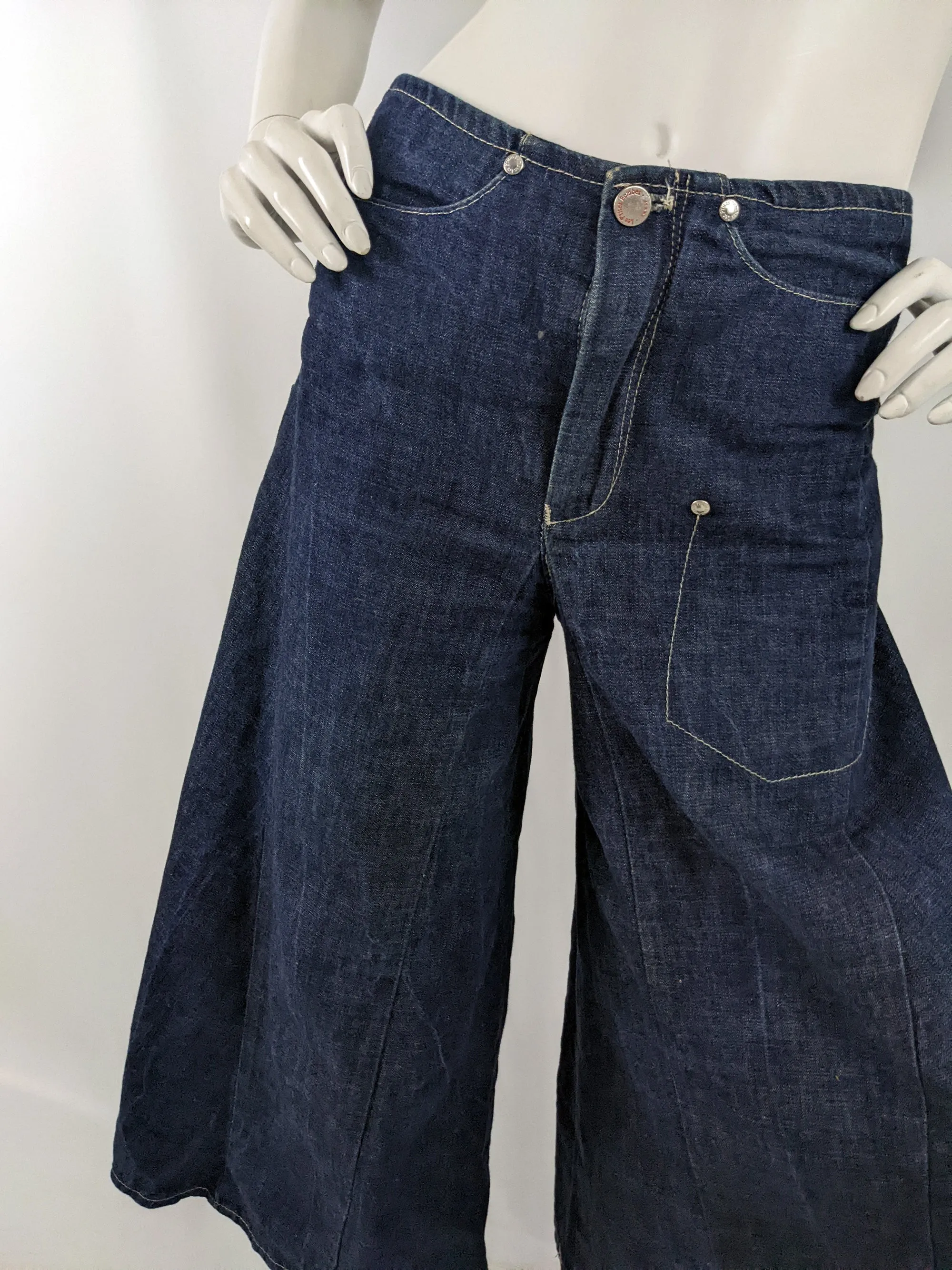 Vintage Womens Denim Culotte Wide Leg Shorts, 1990s