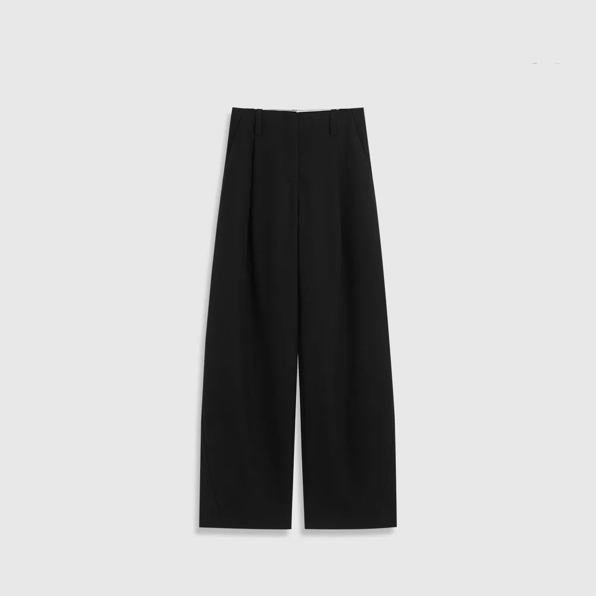 Wenkouban Old money style Winter and Autumn Chic Worsted Wool Slimming High Micro-Arc Wide-Leg Pants