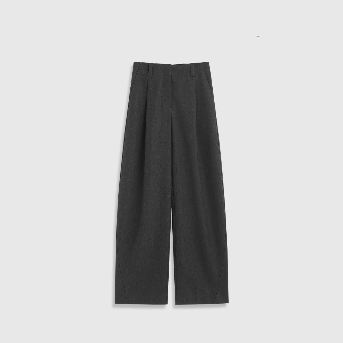 Wenkouban Old money style Winter and Autumn Chic Worsted Wool Slimming High Micro-Arc Wide-Leg Pants