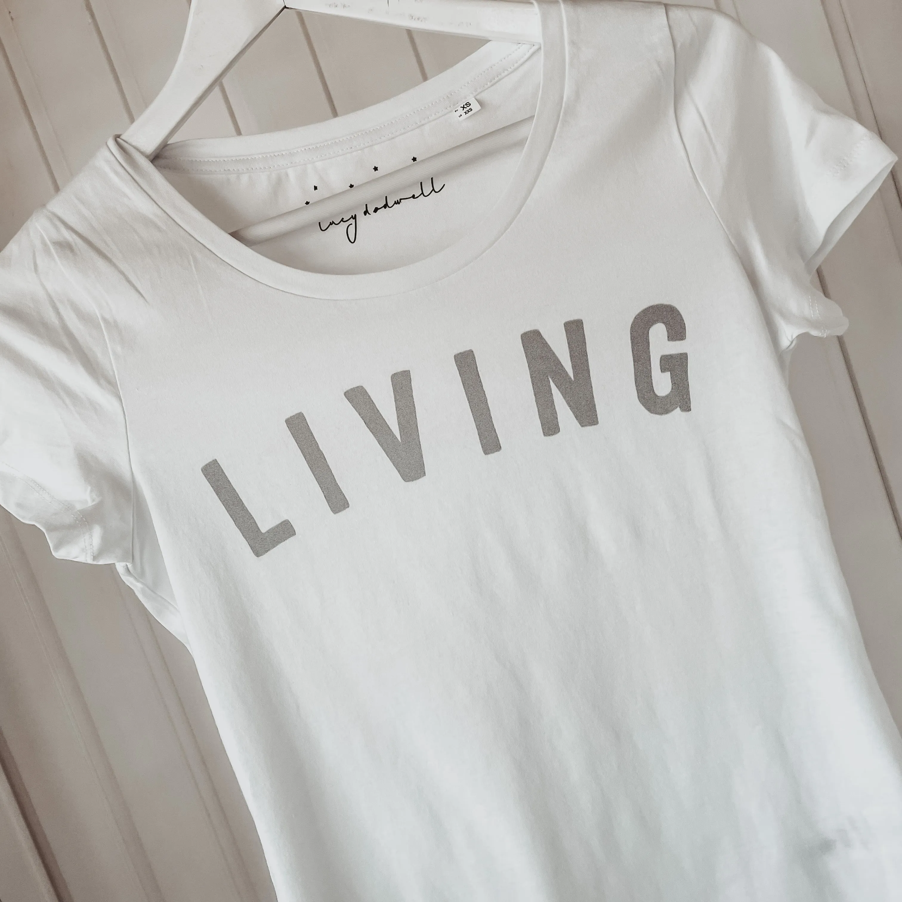 White LIVING tee *fitted style*