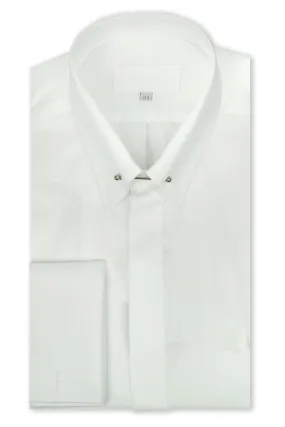 White Weave Point Pin Collar Shirt