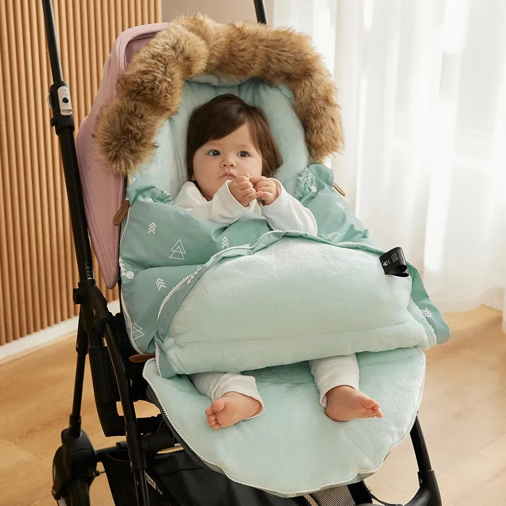 WinterSnug Fur-Collar Baby Stroller Sleeping Bag