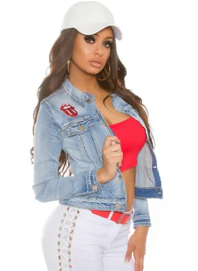 Women's Girls Stylish Embroidered denim jeans jacket