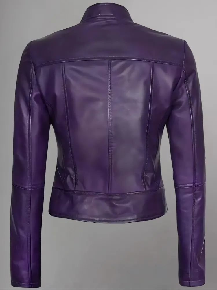 Women's Leather Collarless Jacket