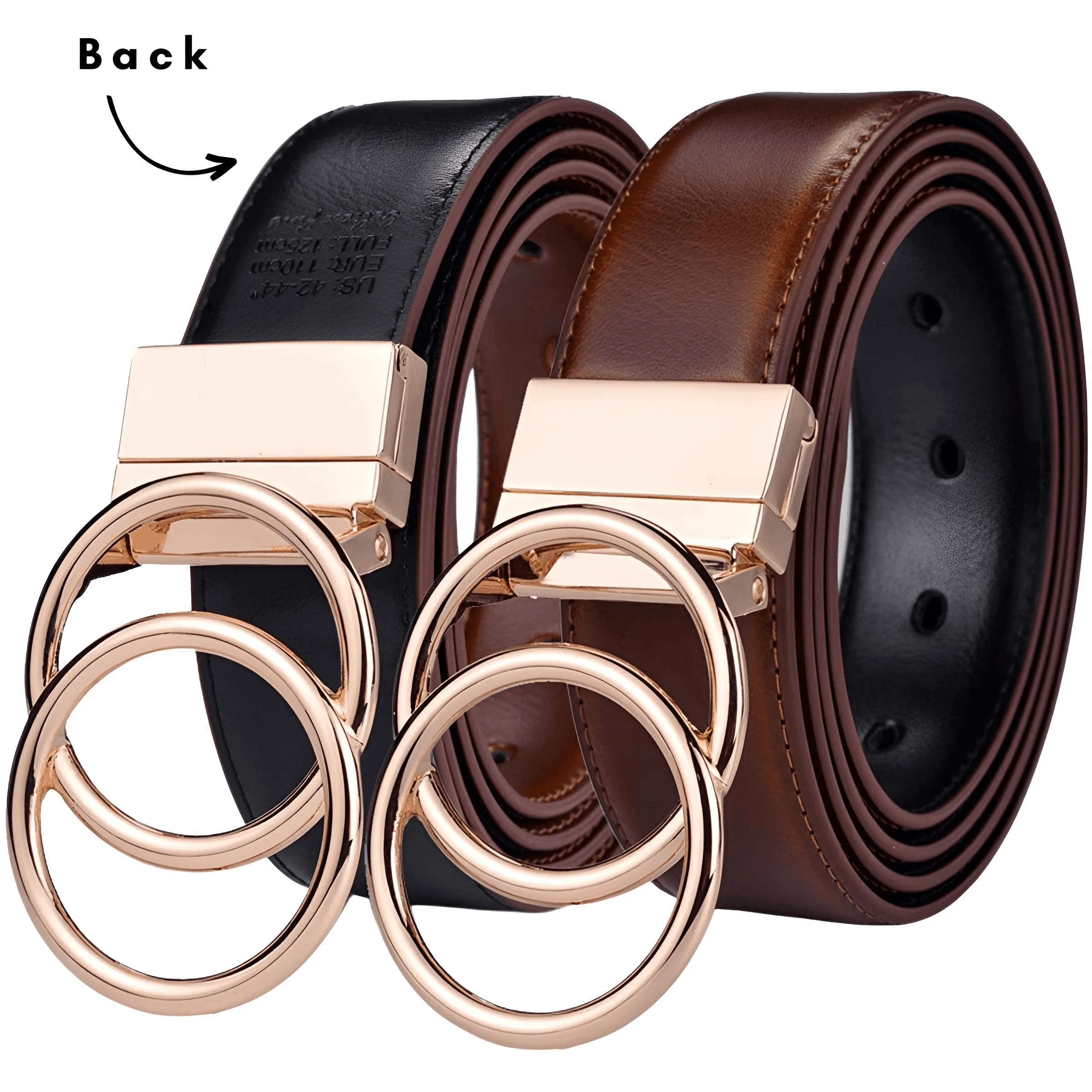 Women's Leather Reversible Belt Double O Ring