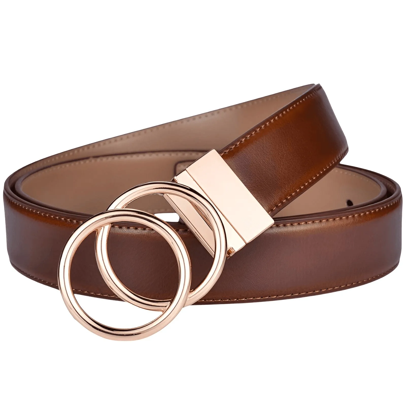 Women's Leather Reversible Belt Double O Ring