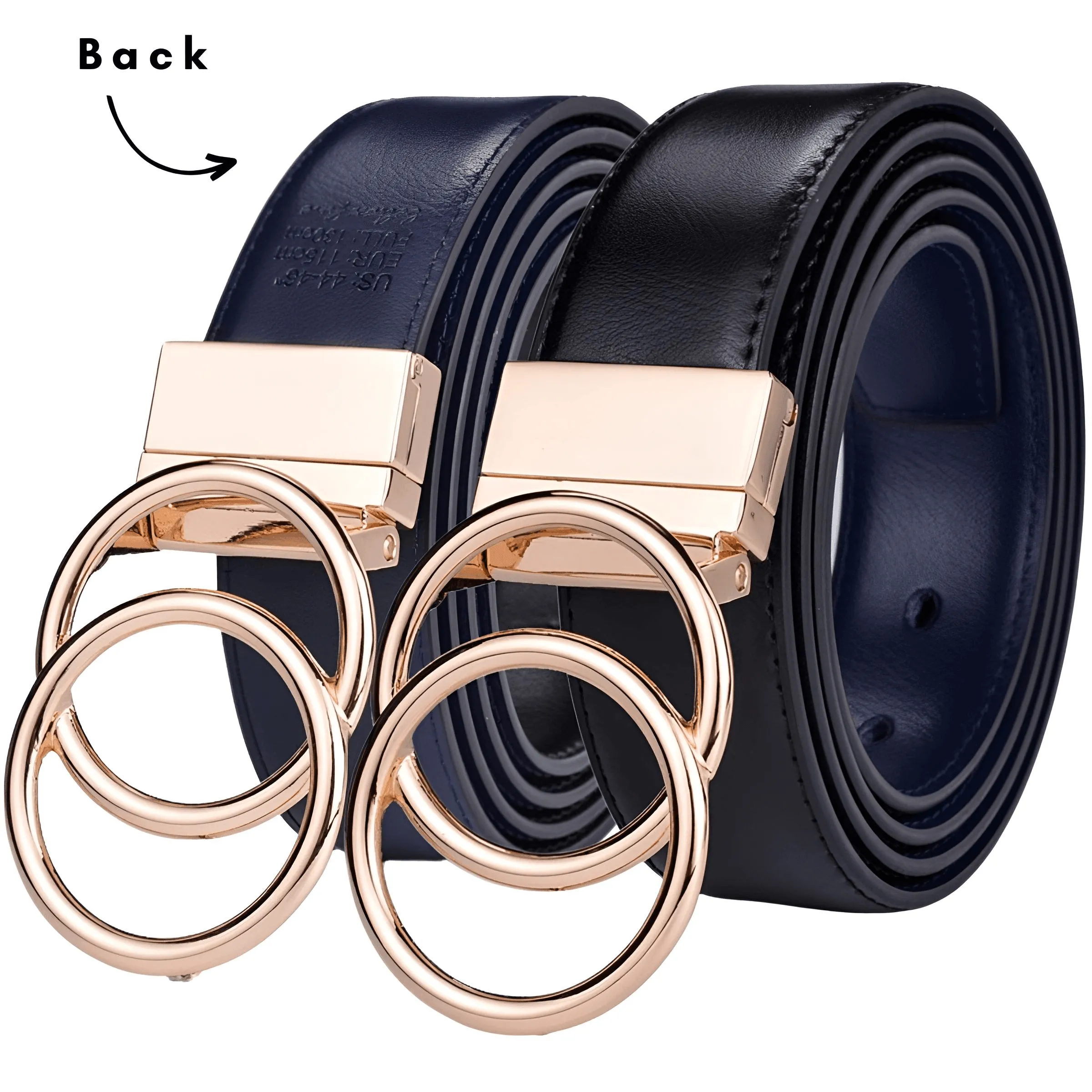 Women's Leather Reversible Belt Double O Ring