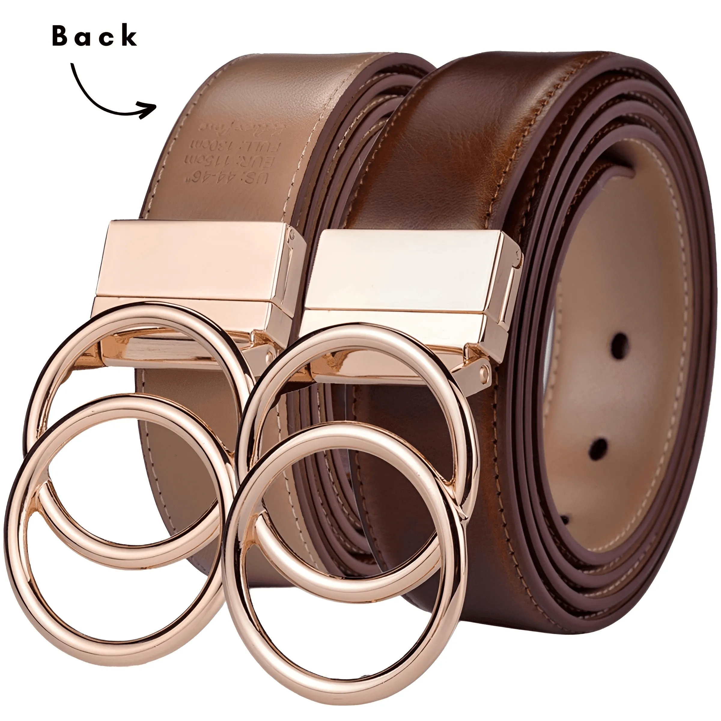 Women's Leather Reversible Belt Double O Ring