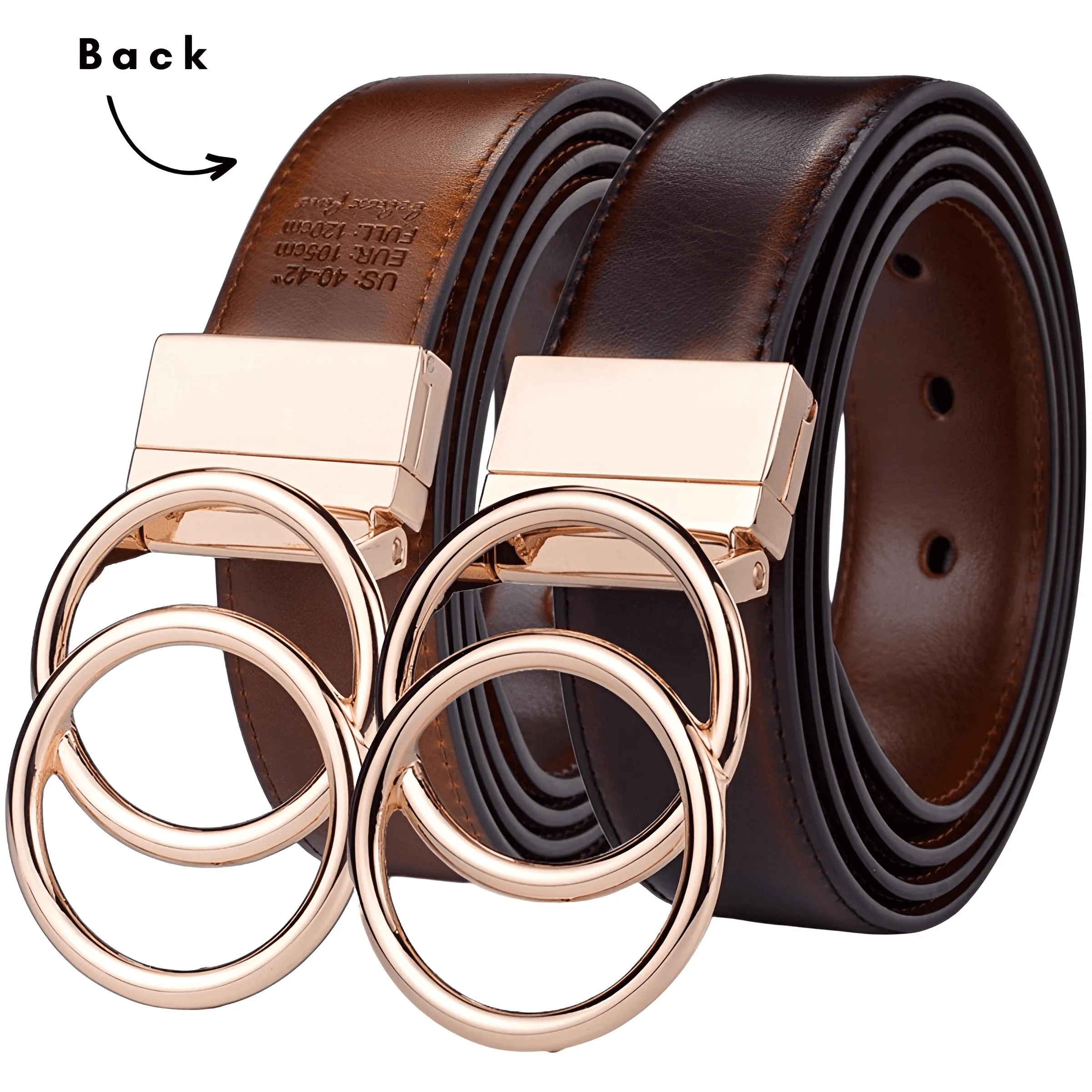 Women's Leather Reversible Belt Double O Ring