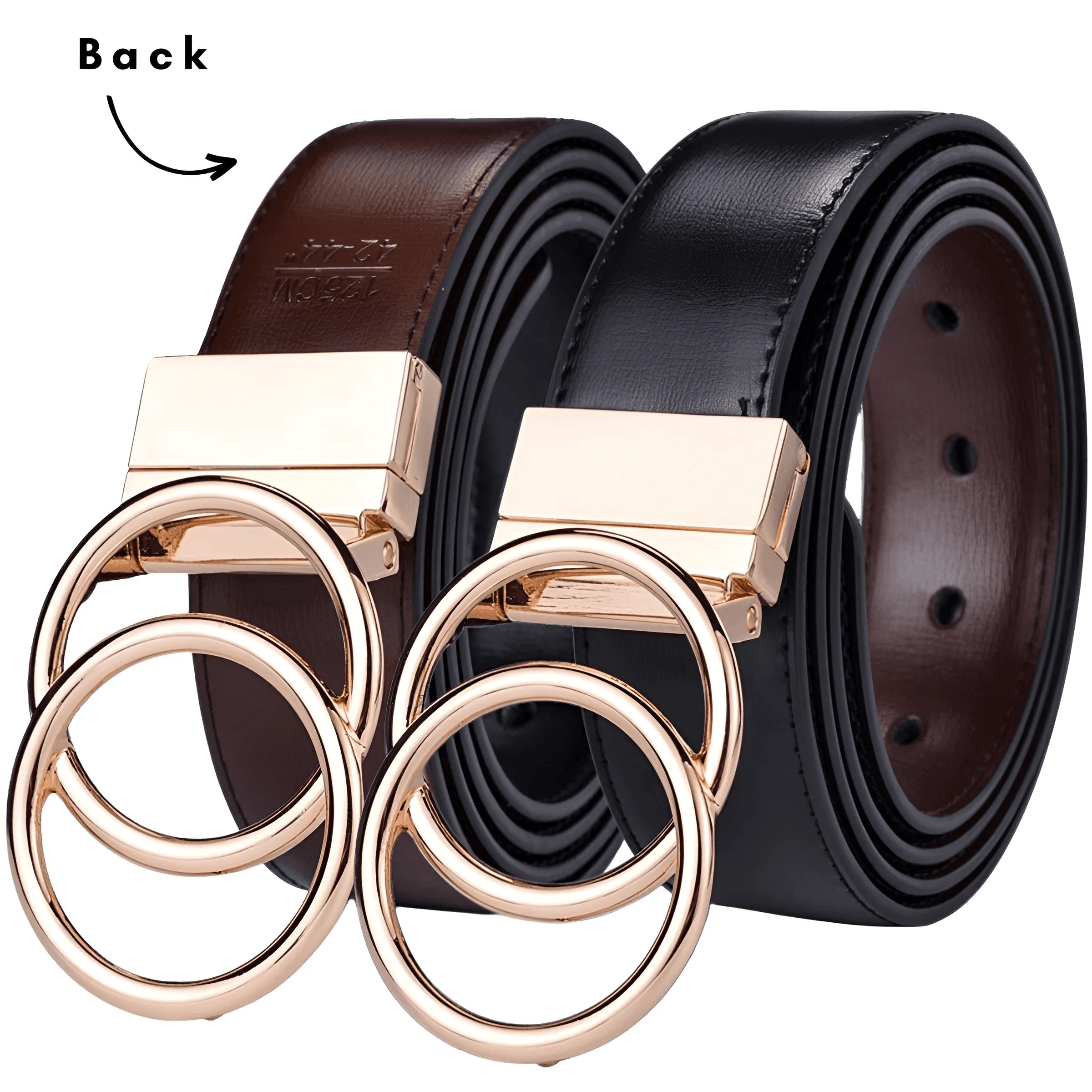 Women's Leather Reversible Belt Double O Ring