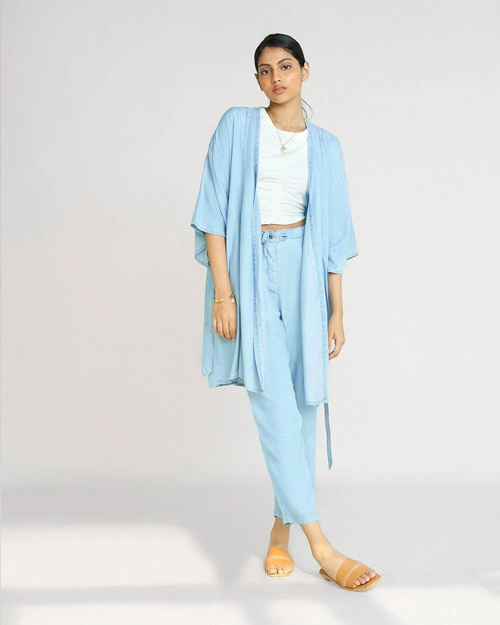 Wrapped in Happiness Blue Kimono Overlay