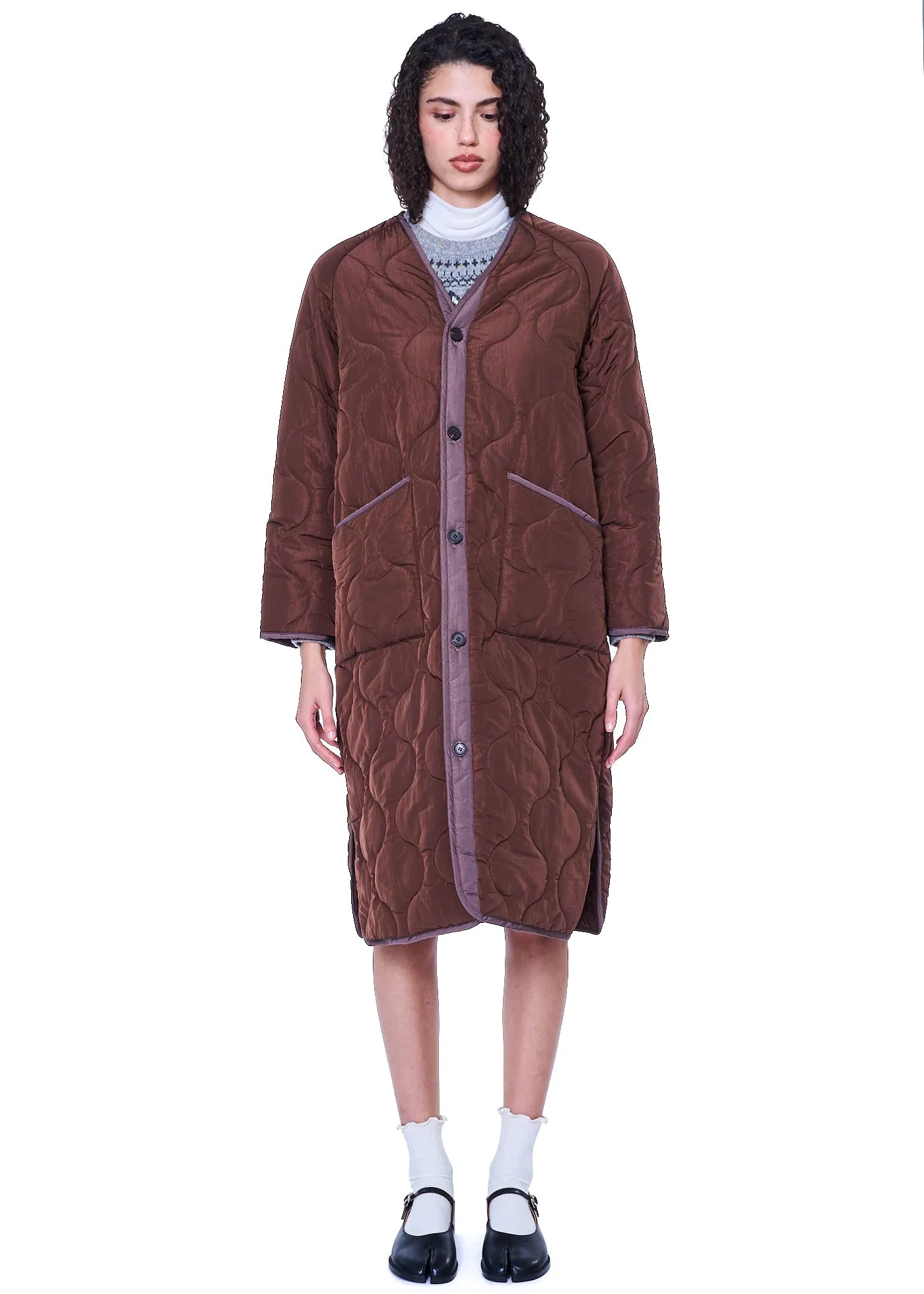 Yumi Row Quilted Long Liner Jacket